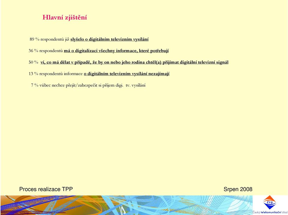jeho rodina chtěl(a) přijímat digitální televizní signál 13 respondentů informace o