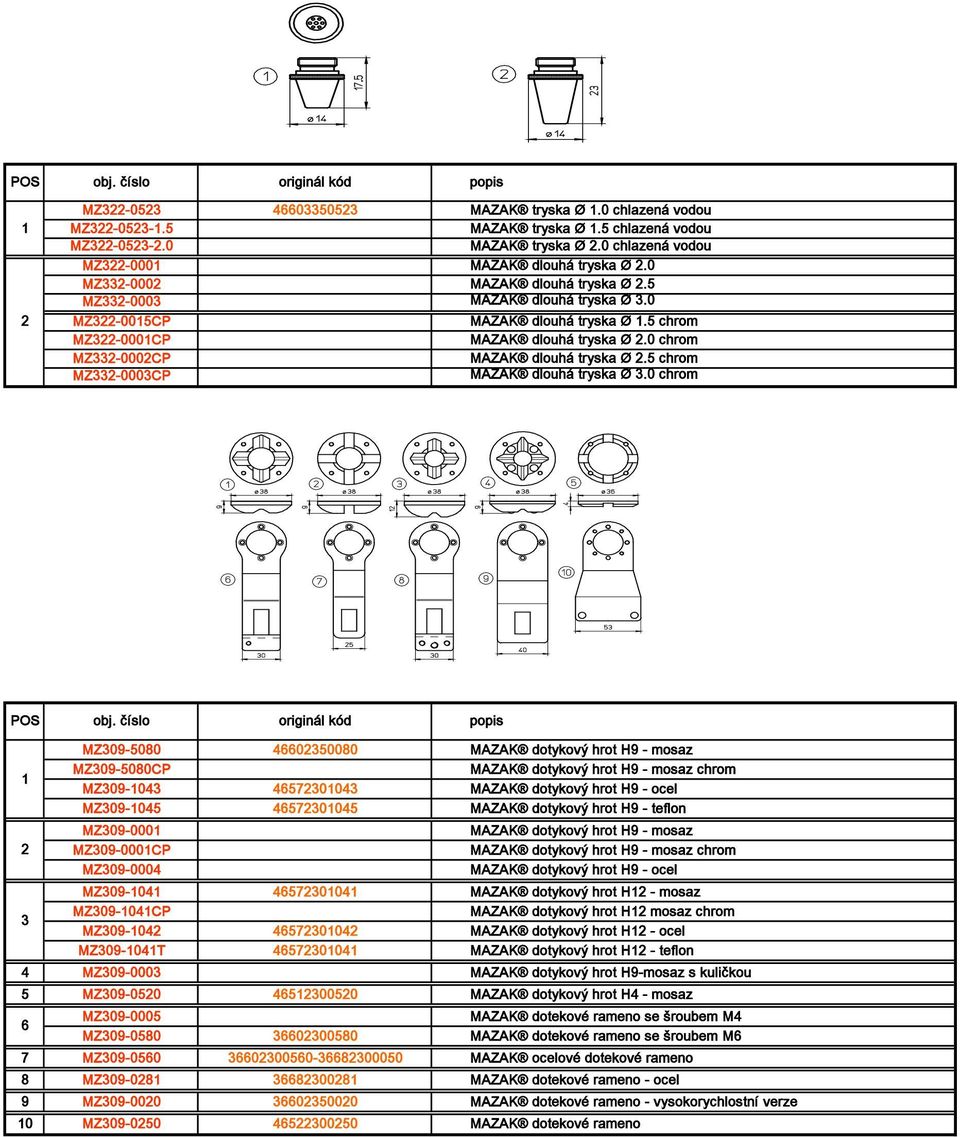 0 chrom 3 MZ309-5080 4660350080 MAZAK dotykový hrot H9 - mosaz MZ309-5080CP MAZAK dotykový hrot H9 - mosaz chrom MZ309-043 465730043 MAZAK dotykový hrot H9 - ocel MZ309-045 465730045 MAZAK dotykový