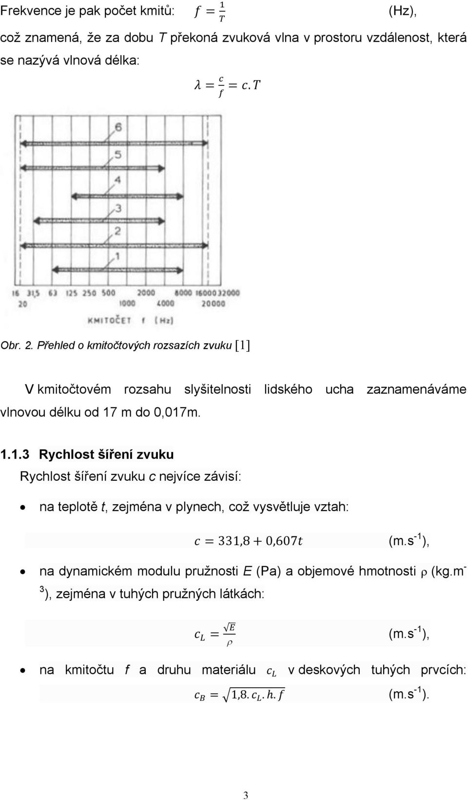 V kmitočtovém rozsahu slyšitelnosti lidského ucha zaznamenáváme vlnovou délku od 17
