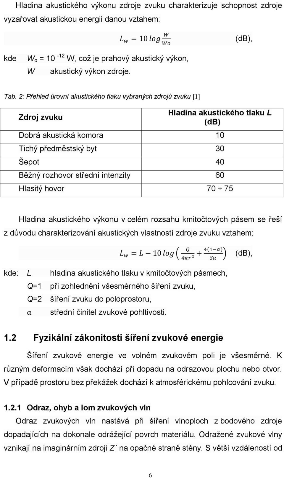 2: Přehled úrovní akustického tlaku vybraných zdrojů zvuku [1] Zdroj zvuku Hladina akustického tlaku L (db) Dobrá akustická komora 10 Tichý předměstský byt 30 Šepot 40 Běžný rozhovor střední