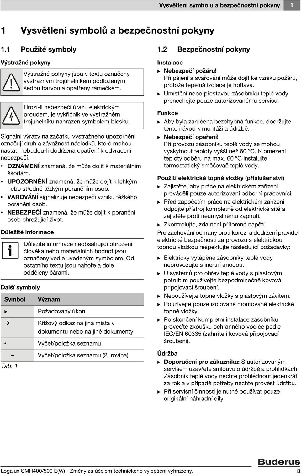 OZNÁMENÍ znamená, že může dojít k materiálním škodám. UPOZORNĚNÍ znamená, že může dojít k lehkým nebo středně těžkým poraněním osob. VAROVÁNÍ signalizuje nebezpečí vzniku těžkého poranění osob.