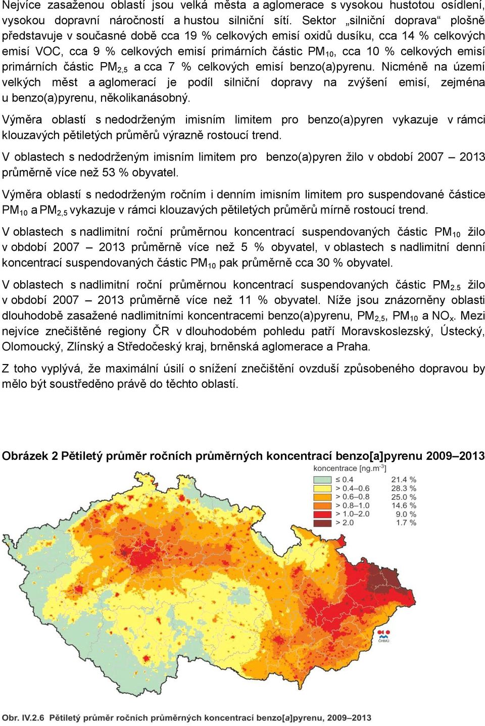 emisí primárních částic PM 2,5 a cca 7 % celkových emisí benzo(a)pyrenu.