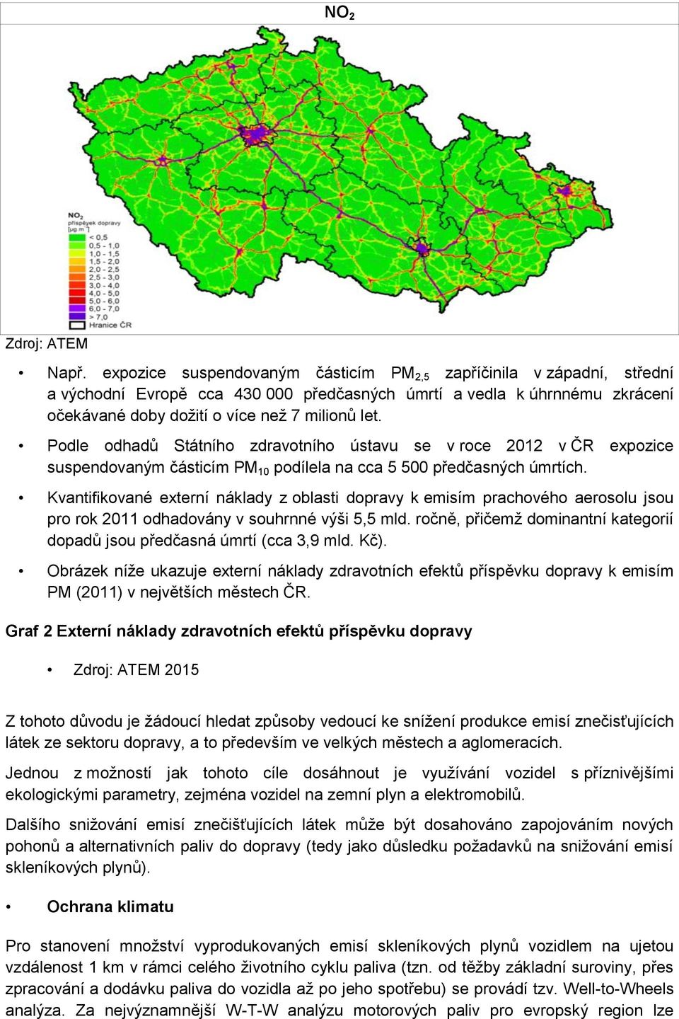 Podle odhadů Státního zdravotního ústavu se v roce 2012 v ČR expozice suspendovaným částicím PM 10 podílela na cca 5 500 předčasných úmrtích.