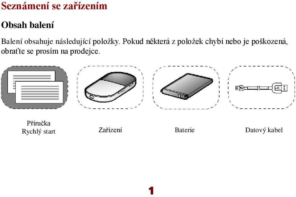 Pokud některá z položek chybí nebo je poškozená,