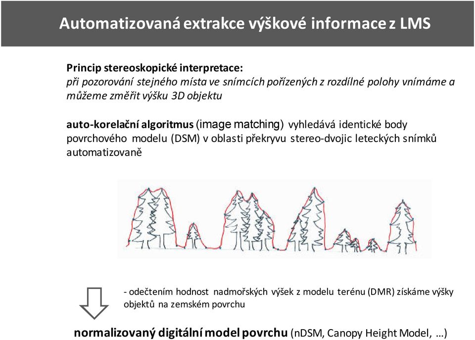 identické body povrchového modelu (DSM) v oblasti překryvu stereo-dvojic leteckých snímků automatizovaně -odečtením hodnost