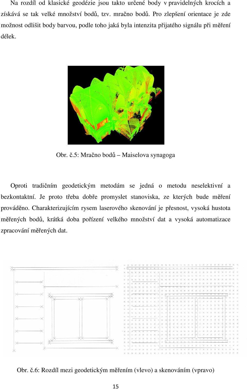 5: Mračno bodů Maiselova synagoga Oproti tradičním geodetickým metodám se jedná o metodu neselektivní a bezkontaktní.