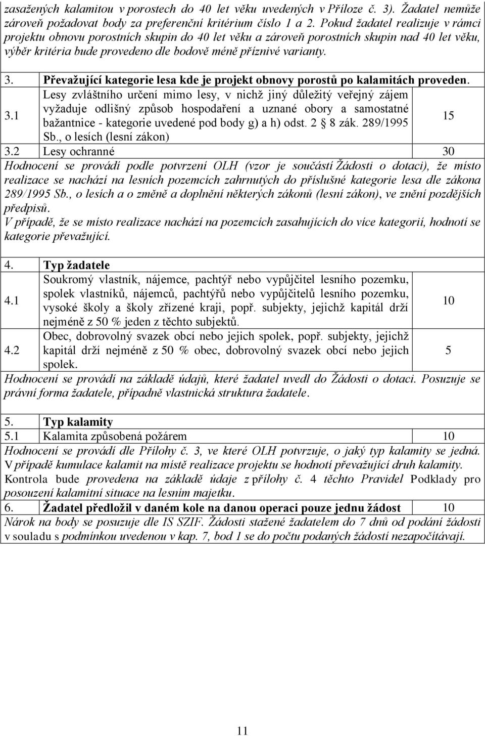 Převažující kategorie lesa kde je projekt obnovy porostů po kalamitách proveden. 3.