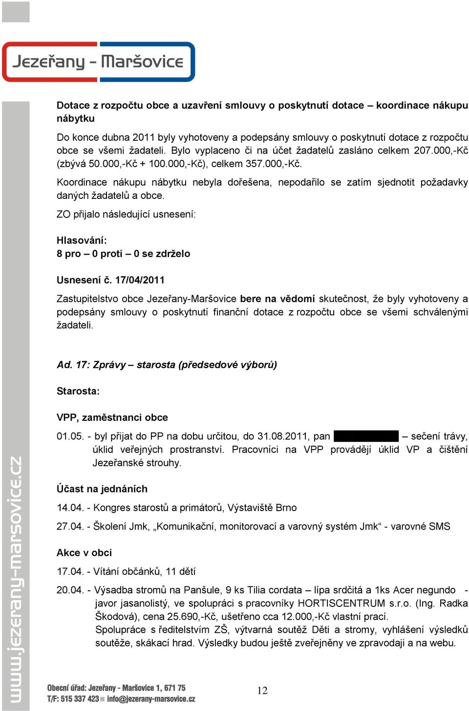 ZO přijalo následující usnesení: Usnesení č.