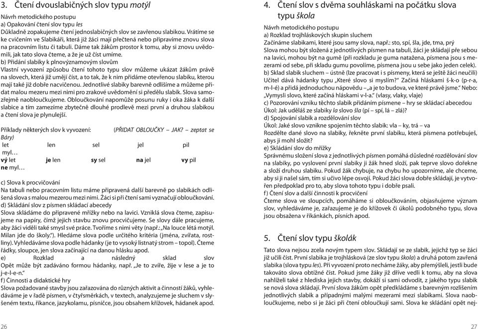 Dáme tak žákům prostor k tomu, aby si znovu uvědomili, jak tato slova čteme, a že je už číst umíme.