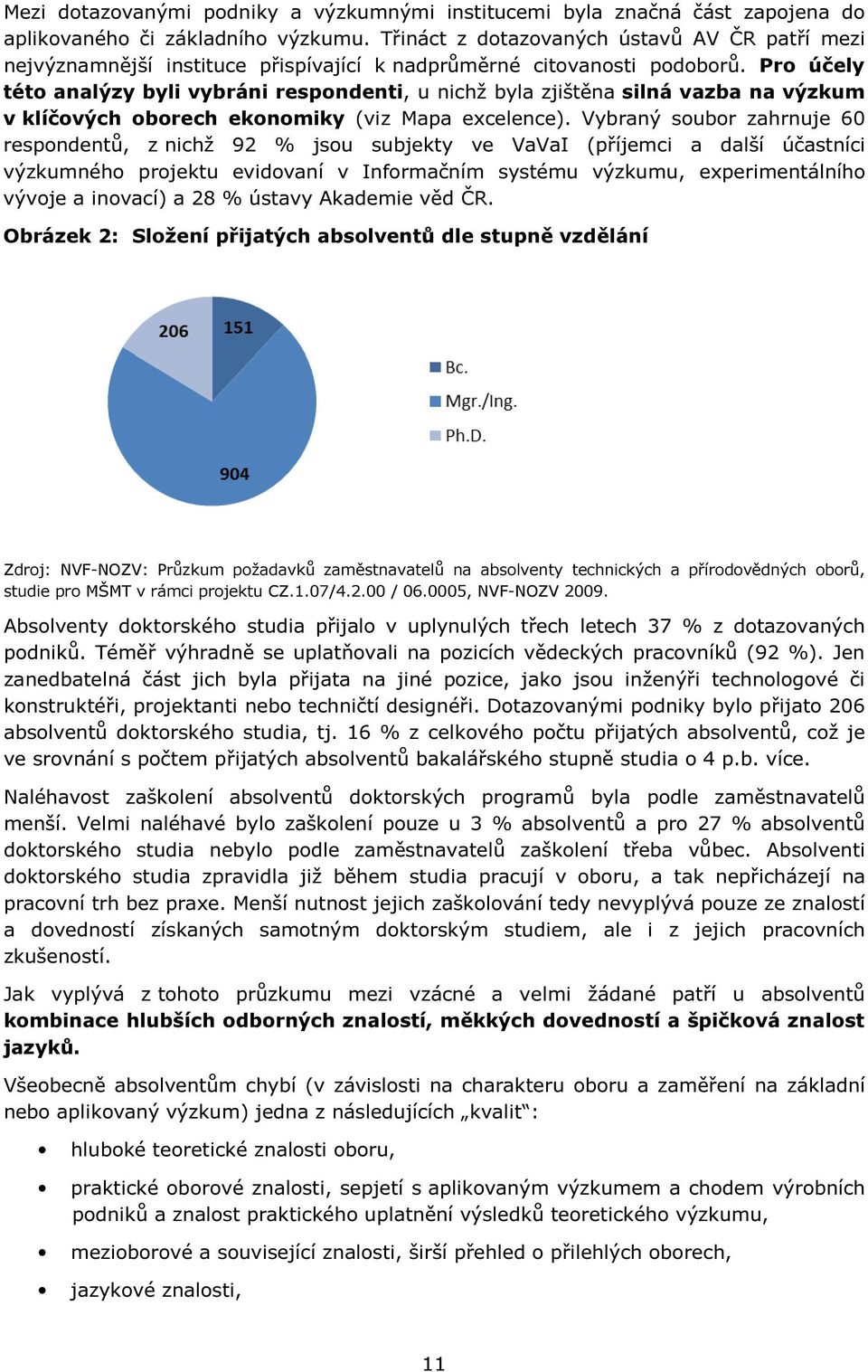 Pro účely této analýzy byli vybráni respondenti, u nichž byla zjištěna silná vazba na výzkum v klíčových oborech ekonomiky (viz Mapa excelence).