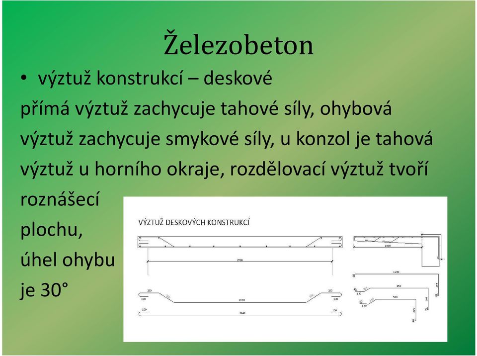 síly, u konzol je tahová výztuž u horního okraje,