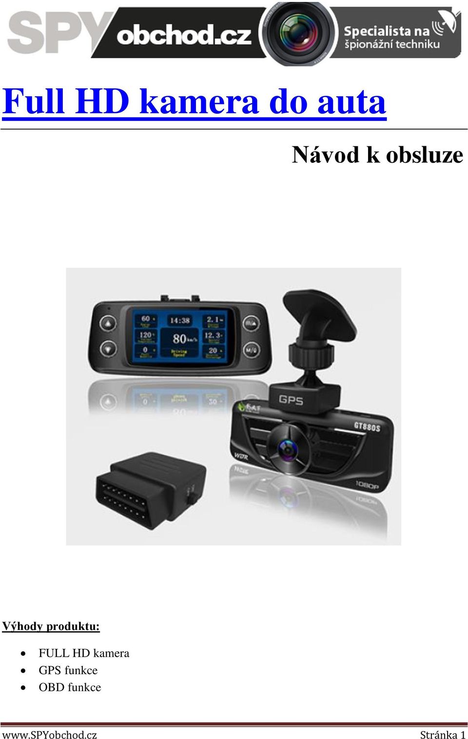 FULL HD kamera GPS funkce OBD