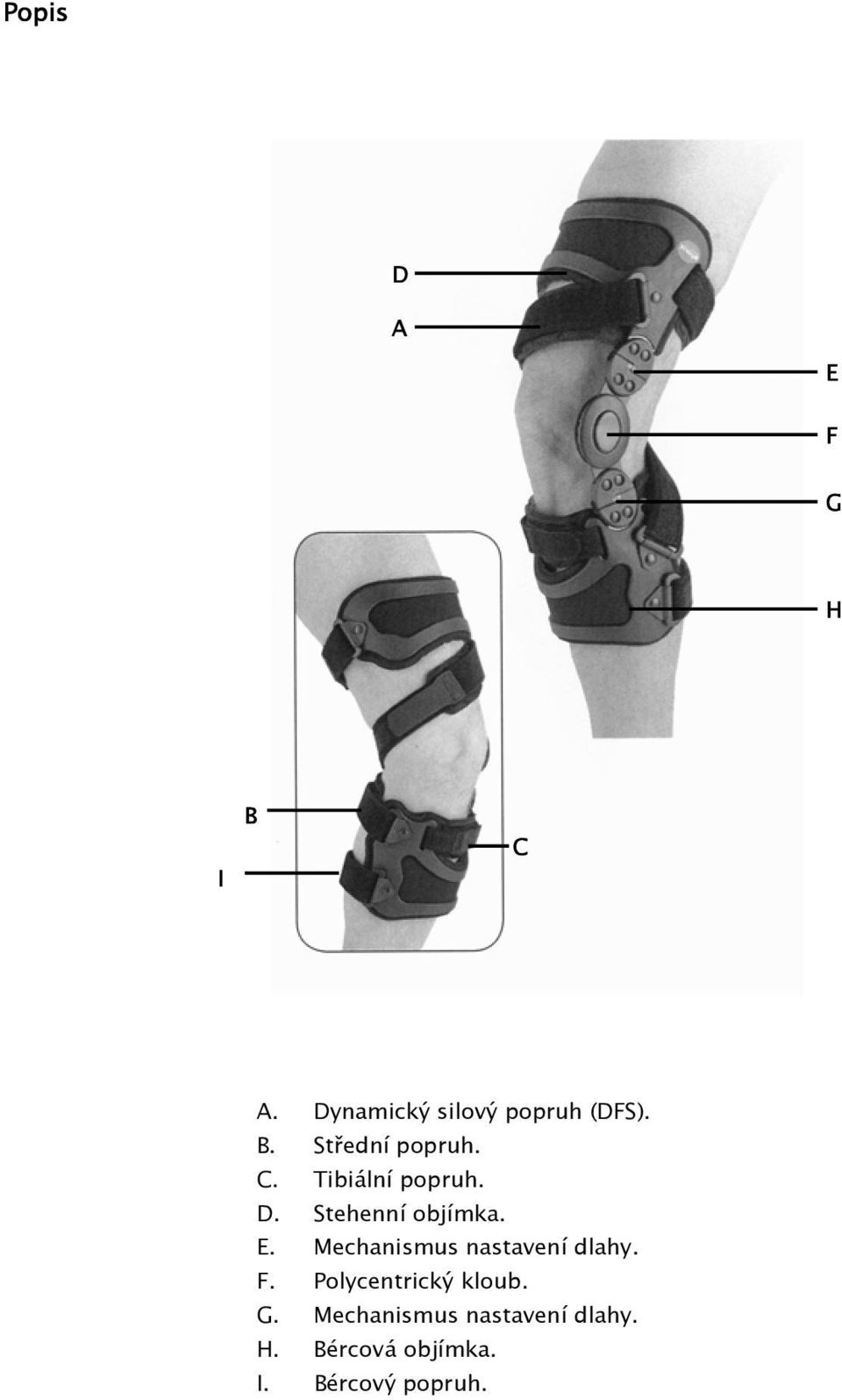 Mechanismus nastavení dlahy. F. Polycentrický kloub. G.