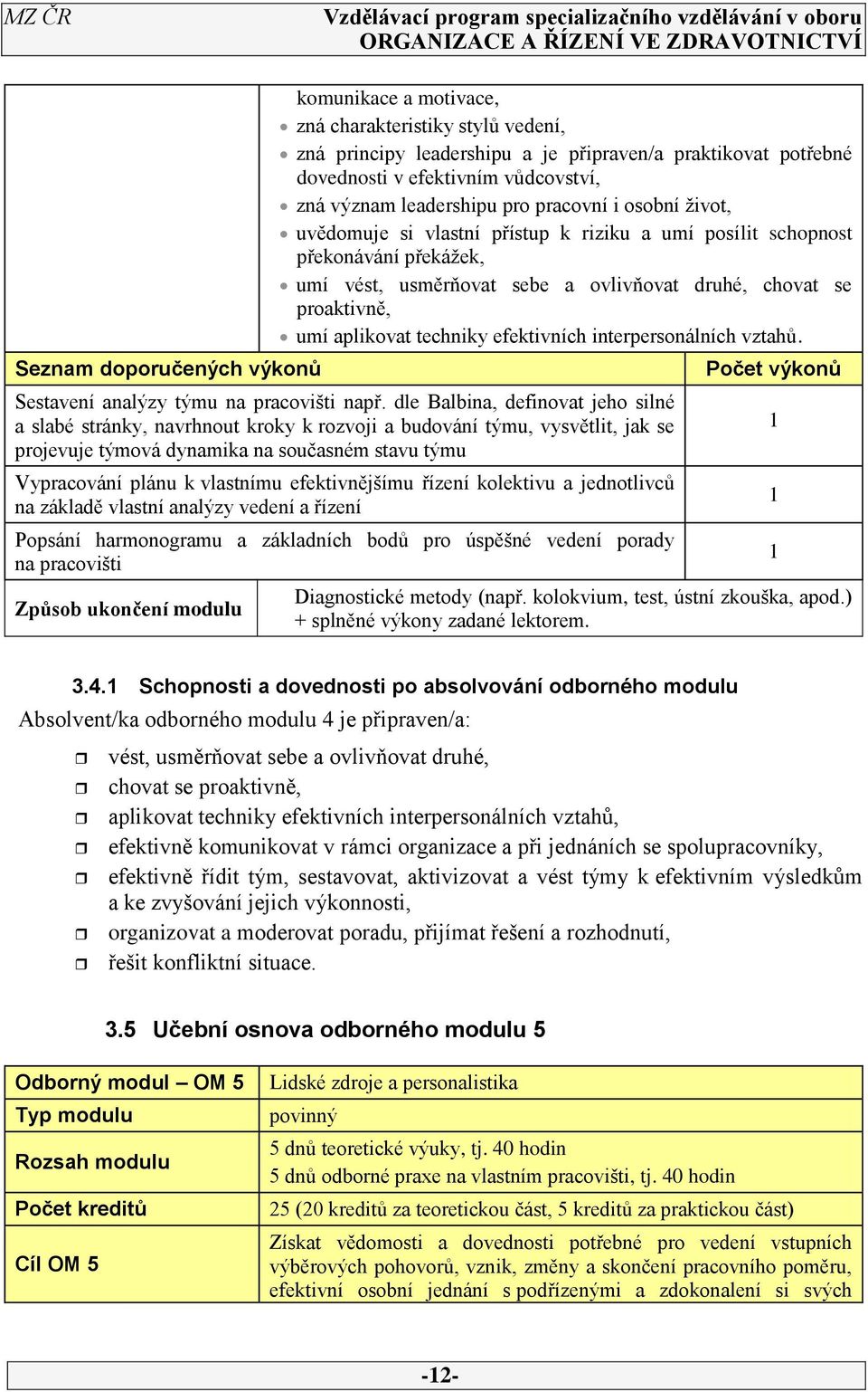 aplikovat techniky efektivních interpersonálních vztahů. Sestavení analýzy týmu na pracovišti např.