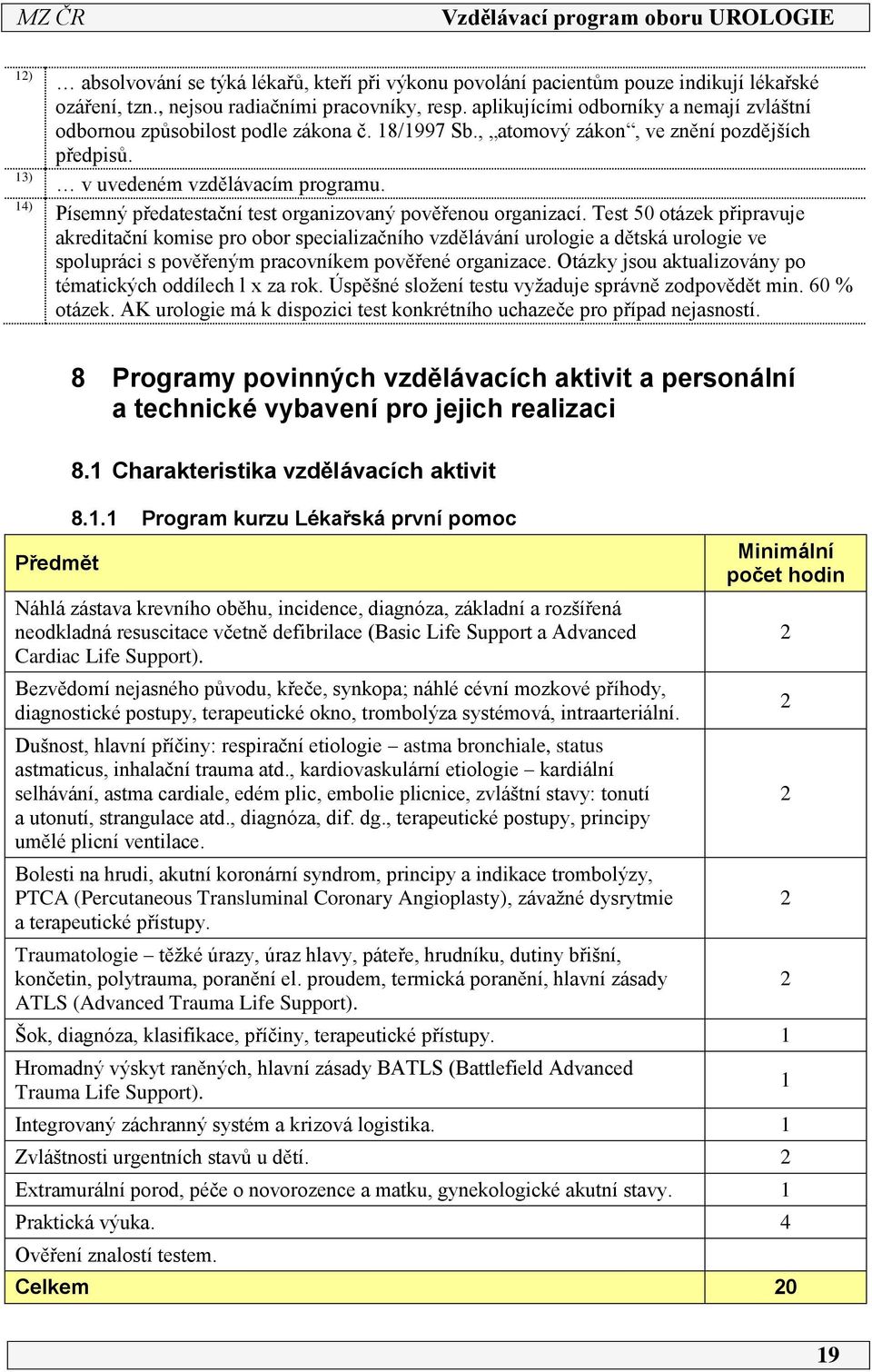 Písemný předatestační test organizovaný pověřenou organizací.