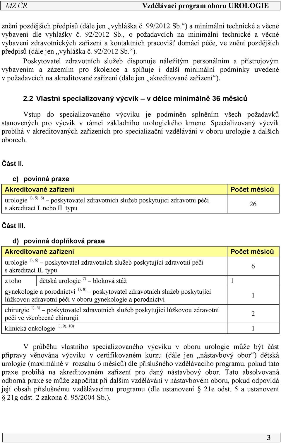 Poskytovatel zdravotních služeb disponuje náležitým personálním a přístrojovým vybavením a zázemím pro školence a splňuje i další minimální podmínky uvedené v požadavcích na akreditované zařízení