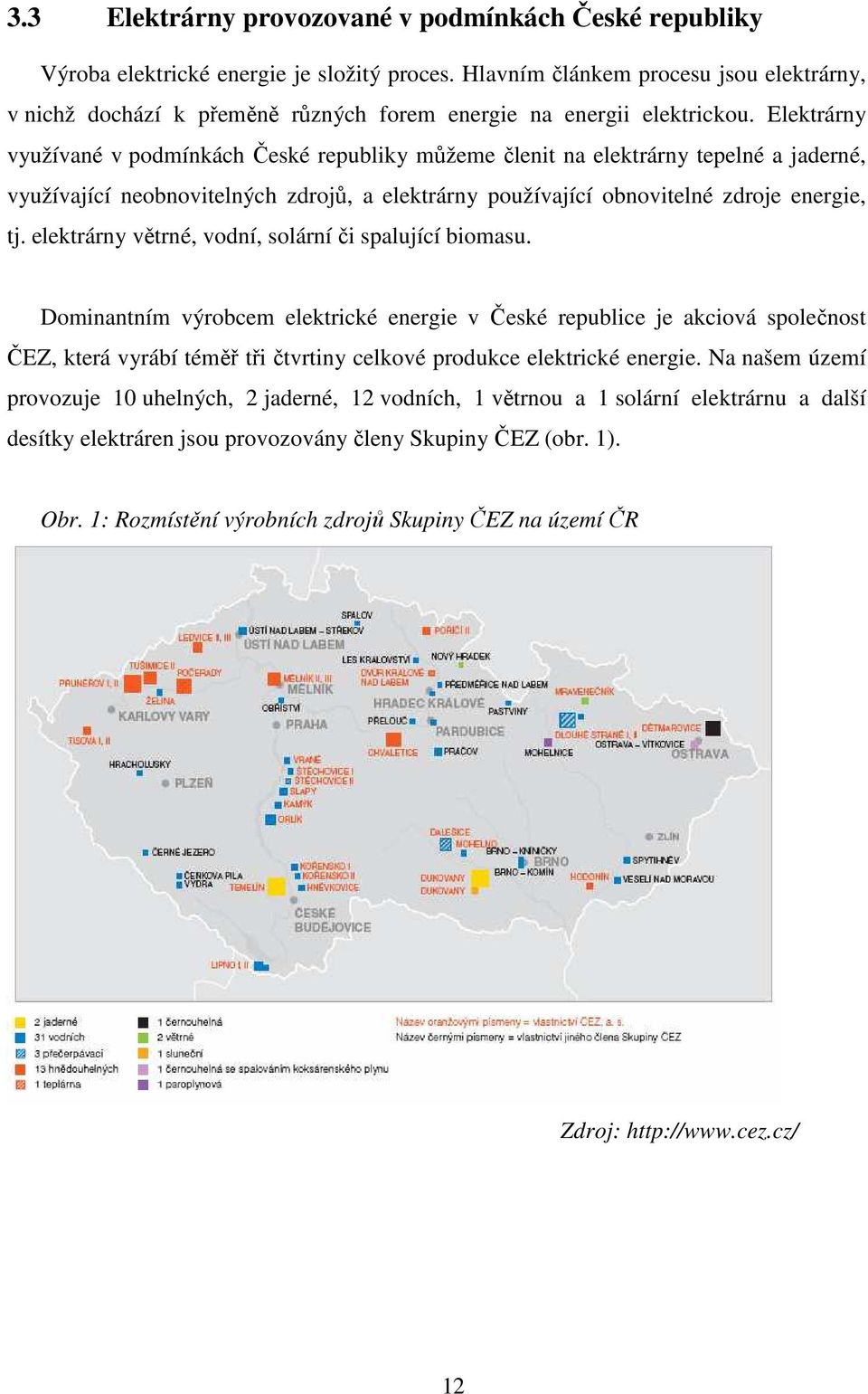 Elekrár vužívaé v podmíkách České republik můžeme člei a elekrár epelé a jaderé, vužívající eobovielých zdrojů, a elekrár používající obovielé zdroje eergie, j.