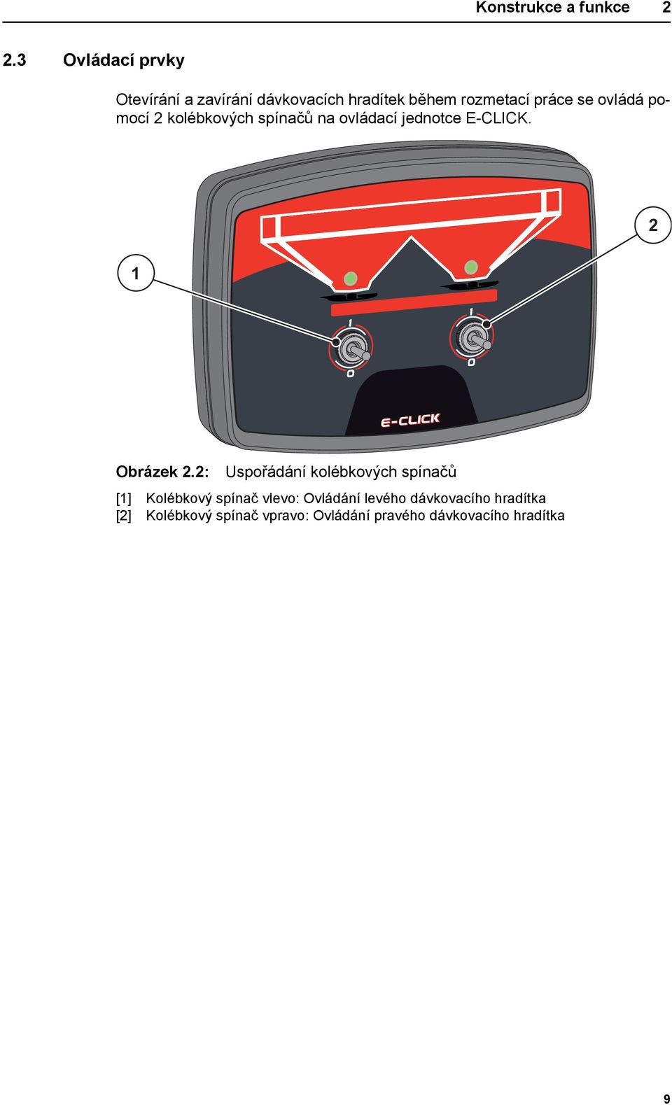ovládá pomocí 2 kolébkových spínačů na ovládací jednotce E-CLICK. 2 1 Obrázek 2.