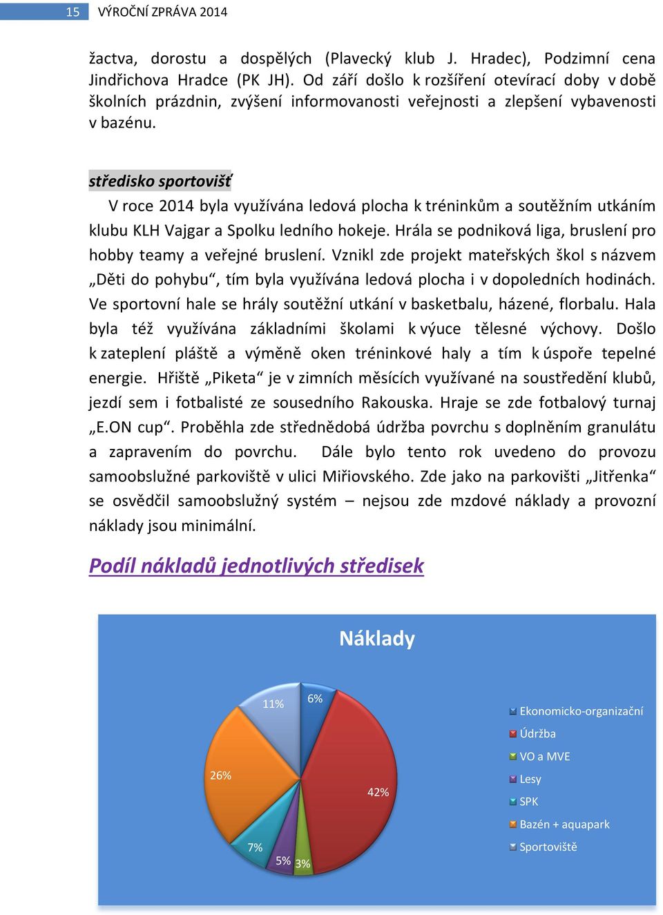 středisko sportovišť V roce 2014 byla využívána ledová plocha k tréninkům a soutěžním utkáním klubu KLH Vajgar a Spolku ledního hokeje.