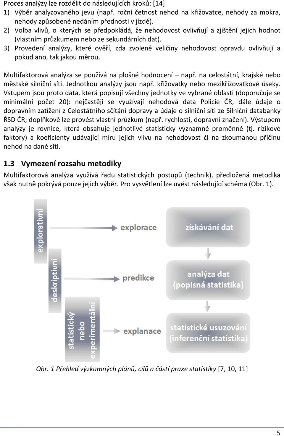 3) Provedení analýzy, které ověří, zda zvolené veličiny nehodovost opravdu ovlivňují a pokud ano, tak jakou měrou. Multifaktorová analýza se používá na plošné hodnocení např.