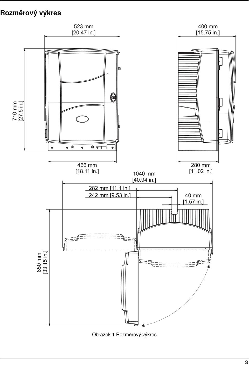 53 in.] 1040 mm [40.94 in.] 280 mm [11.02 in.] 40 mm [1.