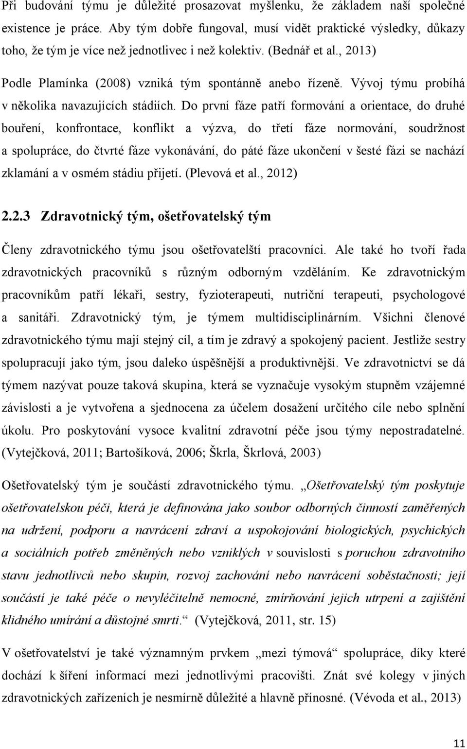 Vývoj týmu probíhá v několika navazujících stádiích.