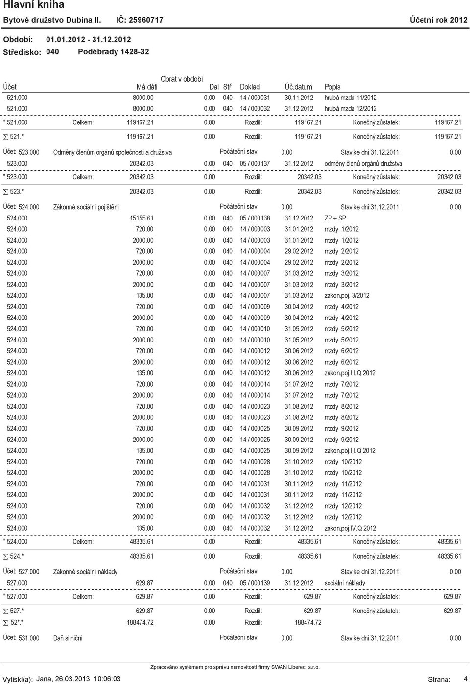 03 Rozdíl: 20342.03 20342.03 523.* 20342.03 Rozdíl: 20342.03 20342.03 : 524.000 Zákonné sociální pojištění Počáteční stav: 524.000 15155.61 040 05 / 000138 31.12.2012 ZP + SP 524.