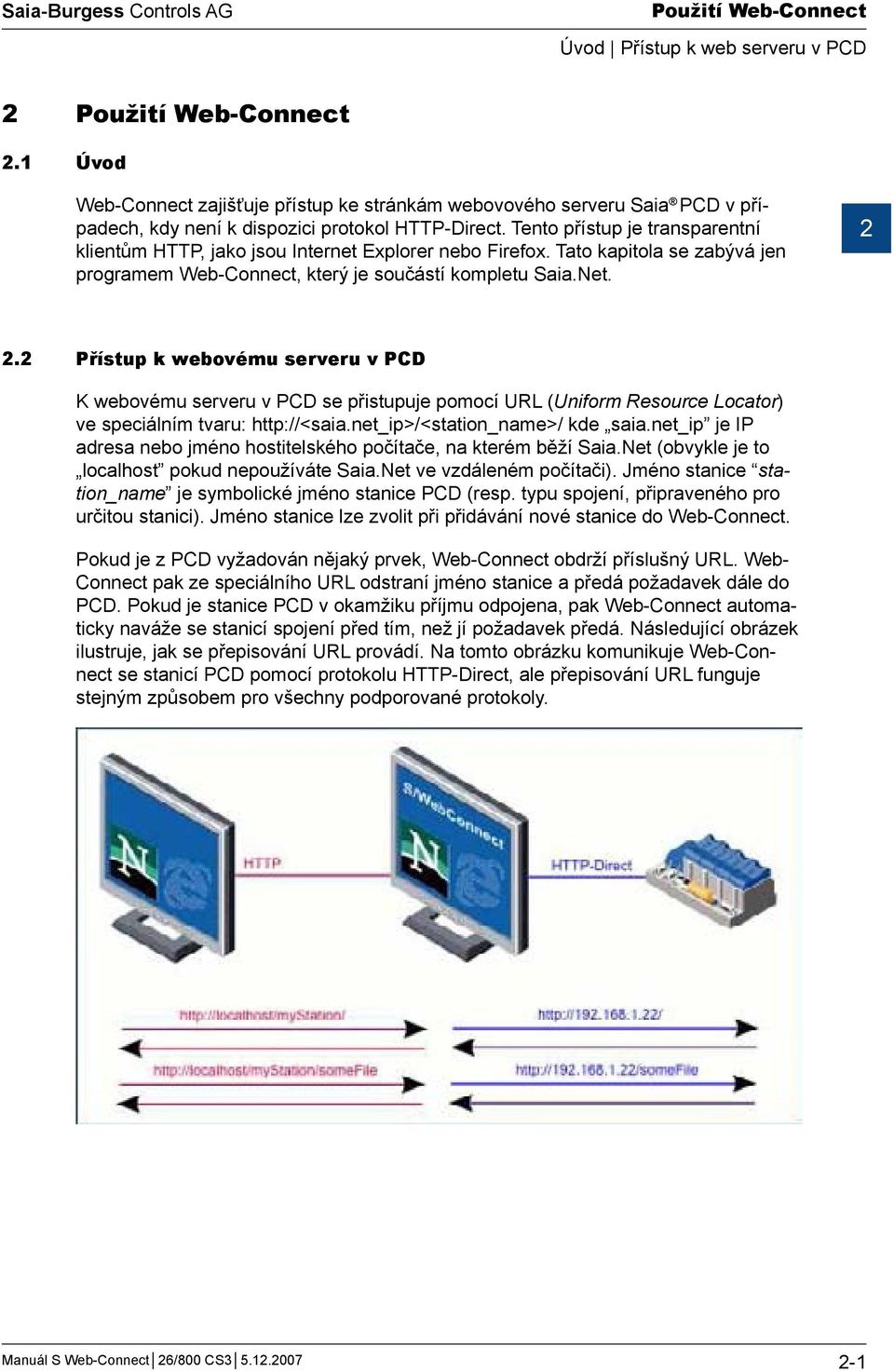 Tento přístup je transparentní klientům HTTP, jako jsou Internet Explorer nebo Firefox. Tato kapitola se zabývá jen programem Web-Connect, který je součástí kompletu Saia.Net. 2 2.