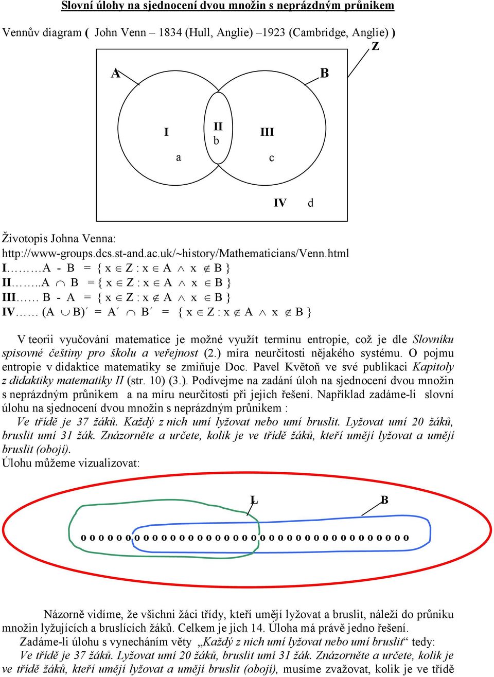 .A = { x : x A x } - A = { x : x A x } V (A ) = A = { x : x A x } V teorii vyučování mtemtie je možné využít termínu entropie, ož je le Slovníku spisovné češtiny pro školu veřejnost (2.