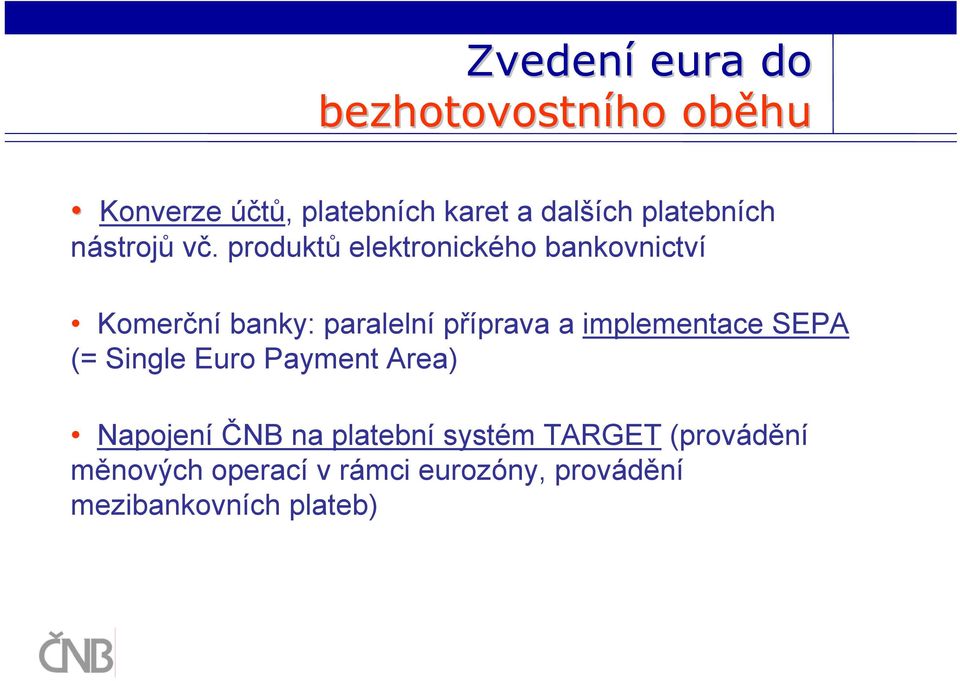 produktů elektronického bankovnictví Komerční banky: paralelní příprava a