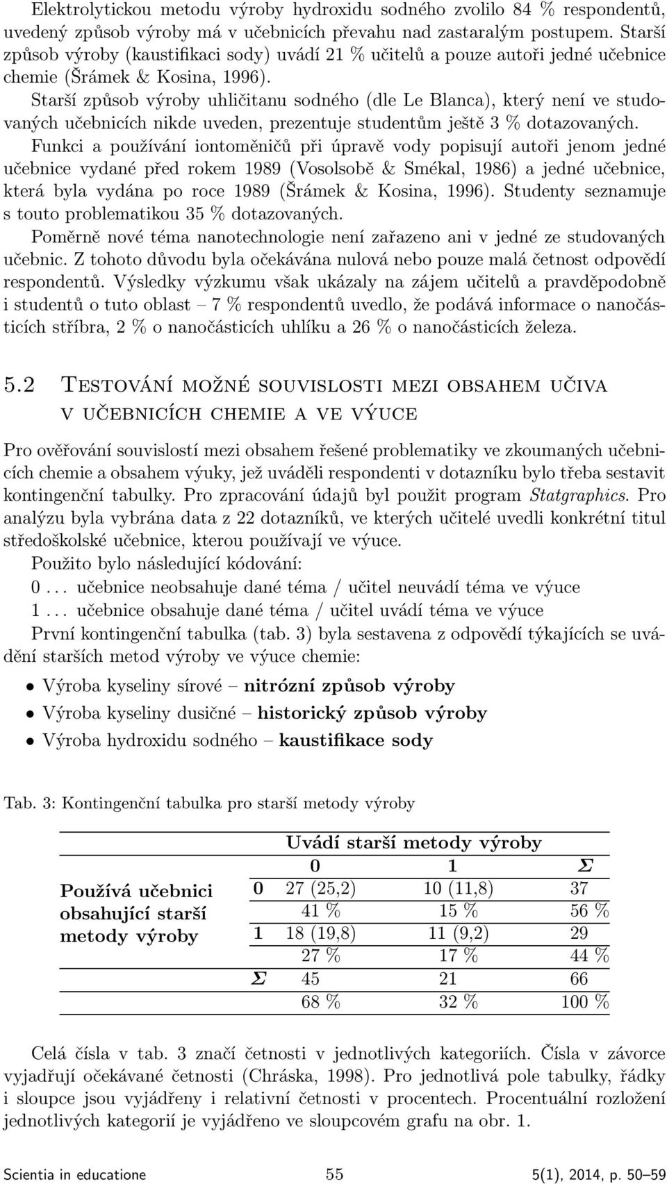 Starší způsob výroby uhličitanu sodného (dle Le Blanca), který není ve studovaných učebnicích nikde uveden, prezentuje studentům ještě 3 % dotazovaných.