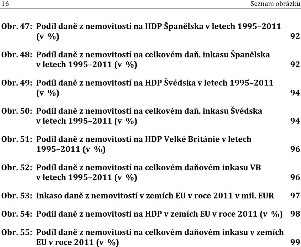 inkasu Švédska v letech 1995 2011 94 Obr. 51: Podíl daně z nemovitostí na HDP Velké Británie v letech 1995 2011 96 Obr.