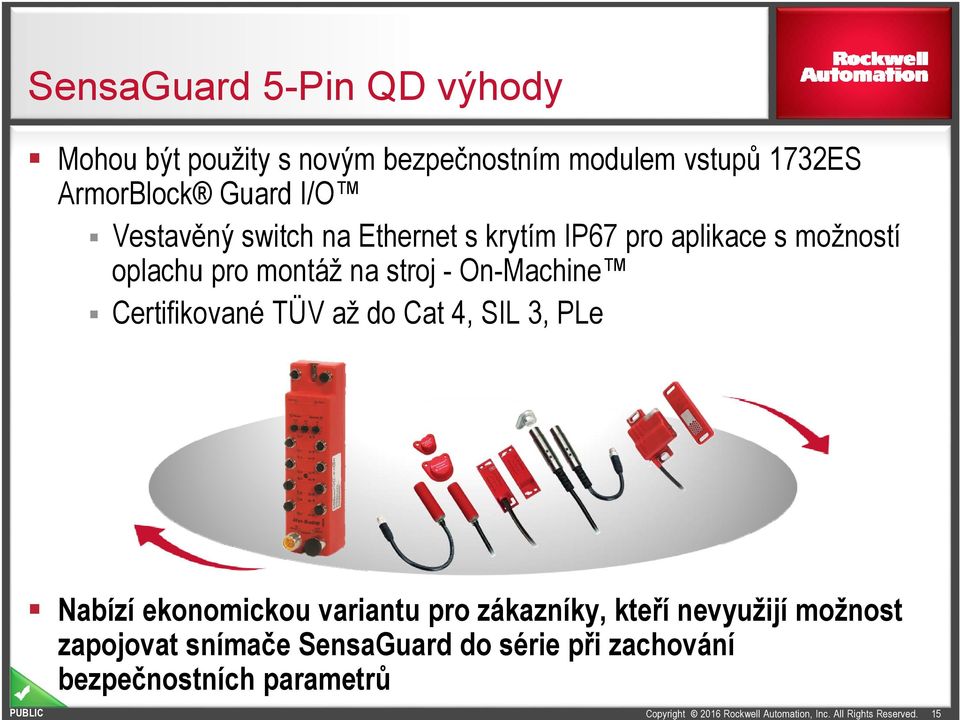 stroj - On-Machine Certifikované TÜV až do Cat 4, SIL 3, PLe Nabízí ekonomickou variantu pro
