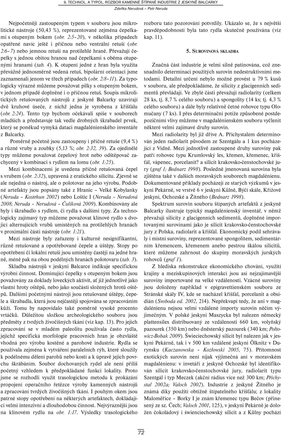 otupeným bokem (obr. 2:5 20), v několika případech opatřené navíc ještě i příčnou nebo ventrální retuší (obr. 2:6 7) nebo jemnou retuší na protilehlé hraně.