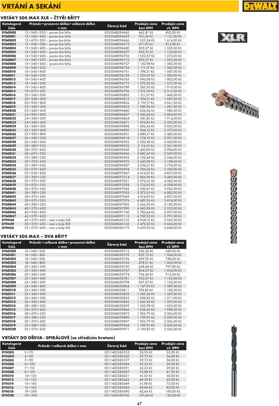 pouze dva břity 5035048096680 855,37 Kč 1 035,00 Kč DT60805 14 340 200 pouze dva břity 5035048096697 955,37 Kč 1 156,00 Kč DT60806 14 540 400 pouze dva břity 5035048096703 1 052,07 Kč 1 273,00 Kč