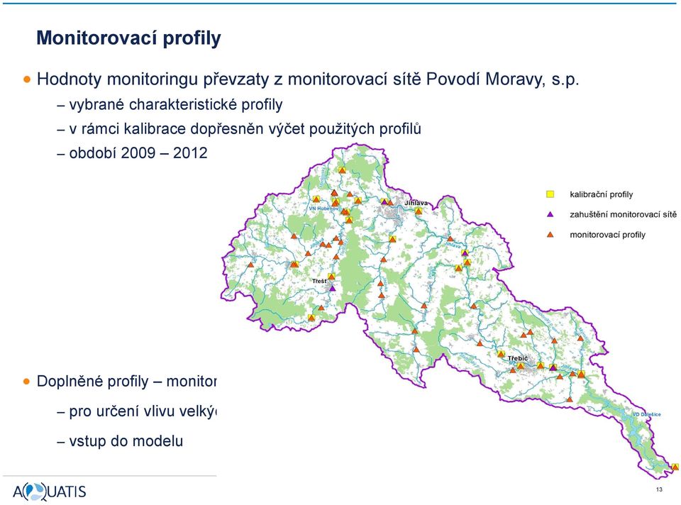 vybrané charakteristické profily v rámci kalibrace dopřesněn výčet