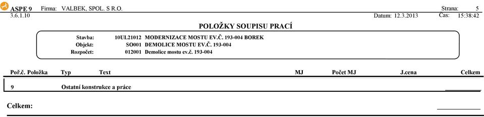 Strana: 5 SO001 012001 DEMOLICE MOSTU