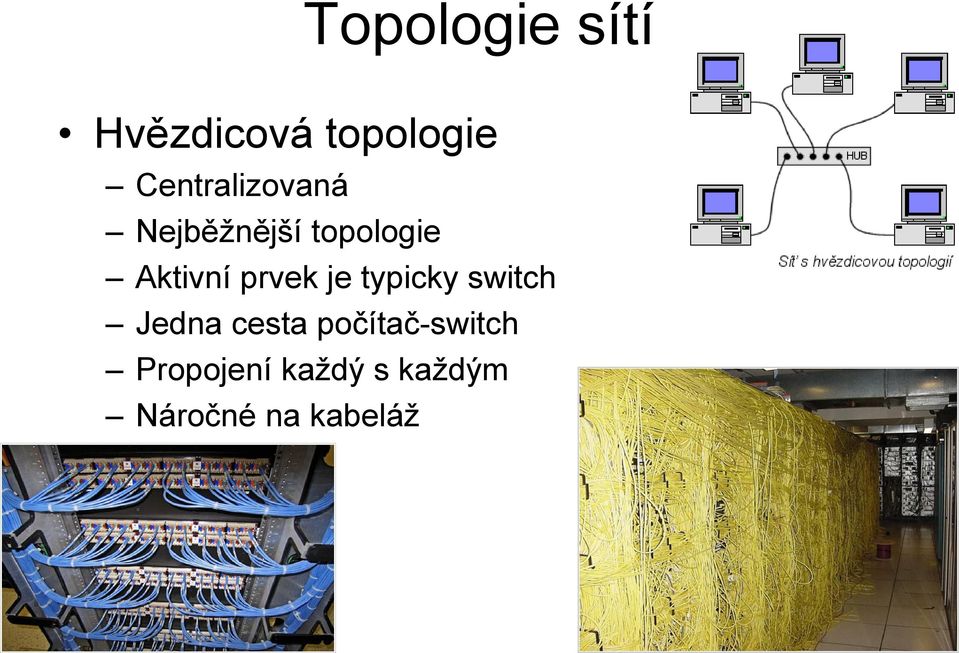 Aktivní prvek je typicky switch Jedna cesta