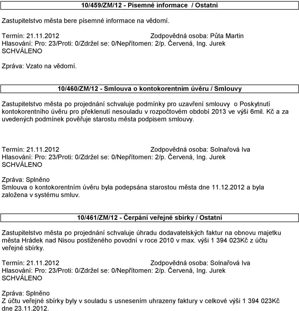 rozpočtovém období 2013 ve výši 6mil. Kč a za uvedených podmínek pověřuje starostu města podpisem smlouvy.