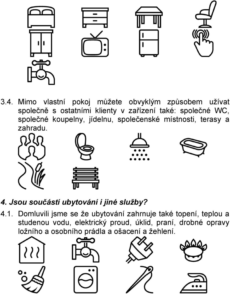 Jsou součástí ubytování i jiné služby? 4.1.