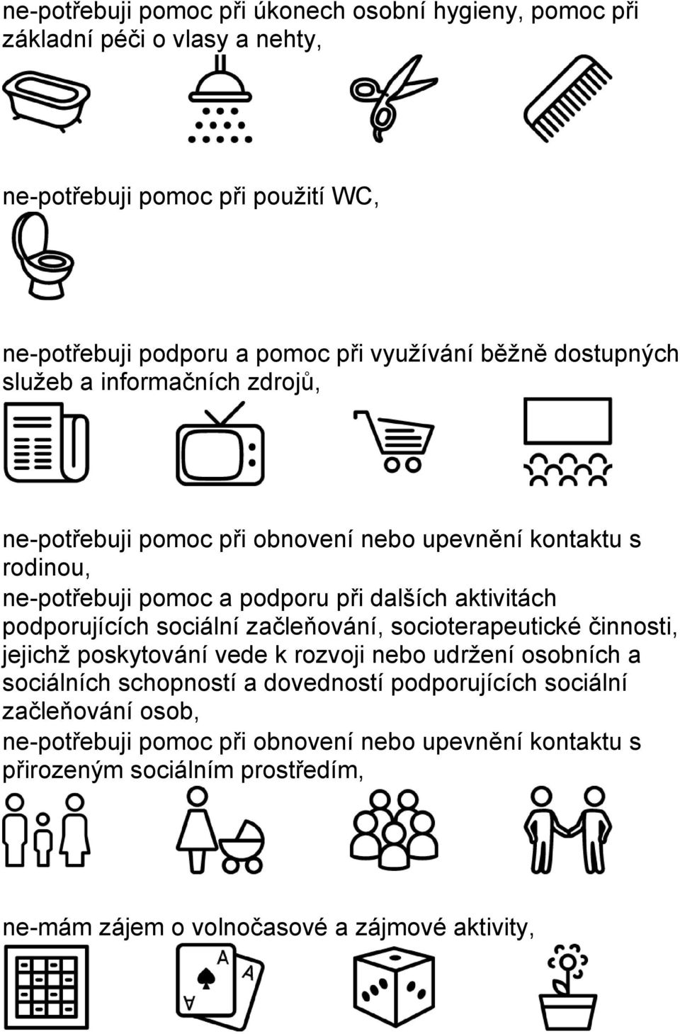 podporujících sociální začleňování, socioterapeutické činnosti, jejichž poskytování vede k rozvoji nebo udržení osobních a sociálních schopností a dovedností