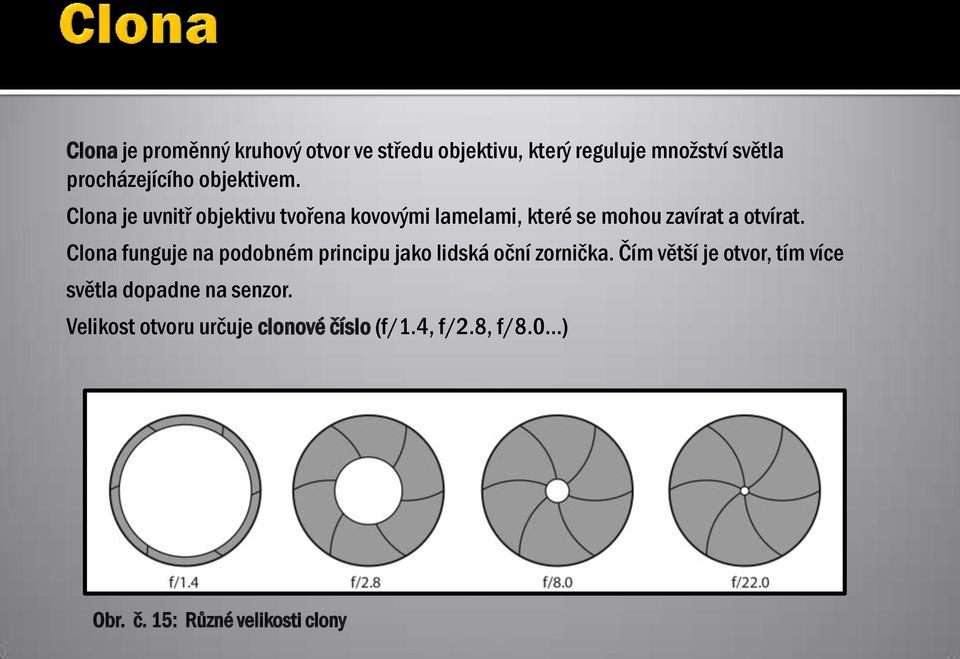 Clona funguje na podobném principu jako lidská oční zornička.