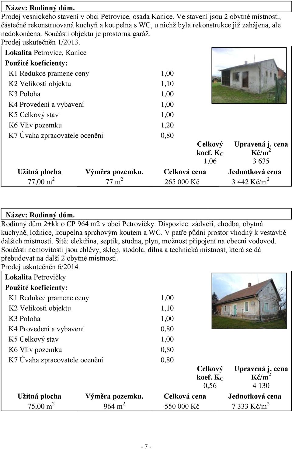 Prodej uskutečněn 1/2013.