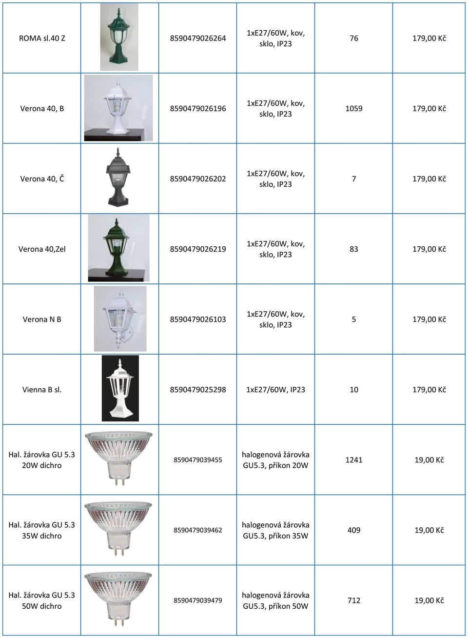 kov, sklo, IP23 7 179,00 Kč Verona 40,Zel 8590479026219 1xE27/60W, kov, sklo, IP23 83 179,00 Kč Verona N B 8590479026103 1xE27/60W, kov, sklo, IP23 5 179,00 Kč Vienna B