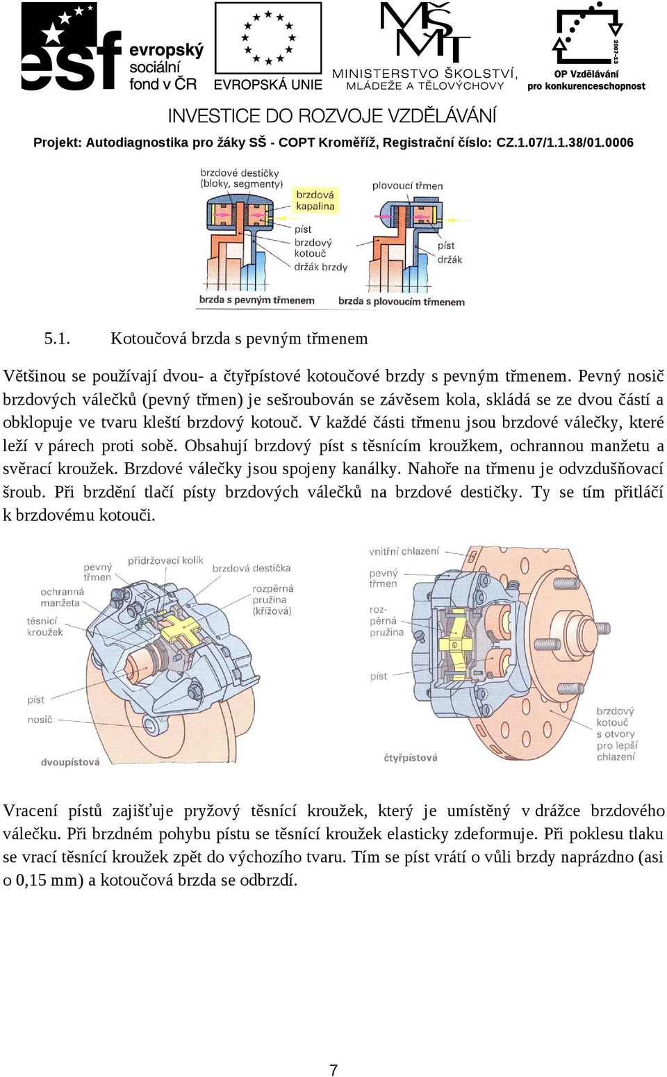 V každé části třmenu jsou brzdové válečky, které leží v párech proti sobě. Obsahují brzdový píst s těsnícím kroužkem, ochrannou manžetu a svěrací kroužek. Brzdové válečky jsou spojeny kanálky.