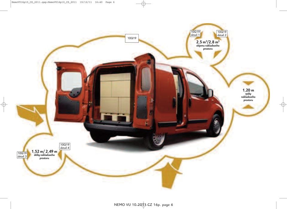 2,5 m 3 /2,8 m 3 objemu nákladového prostoru 10Q19 détail 2 1,20 m