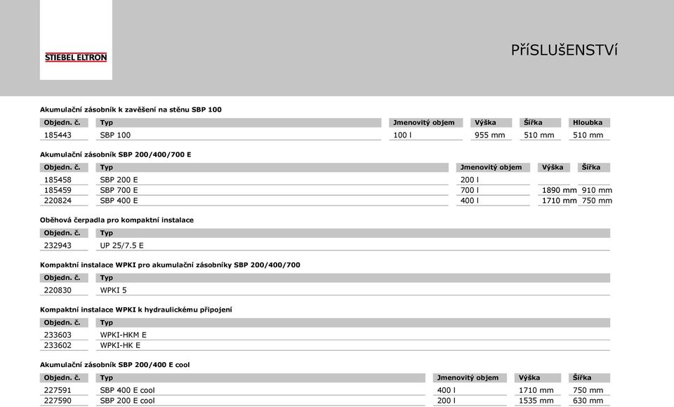 5 E Kompaktní instalace WPKI pro akumulační zásobníky SBP 200/400/700 220830 WPKI 5 Kompaktní instalace WPKI k hydraulickému připojení