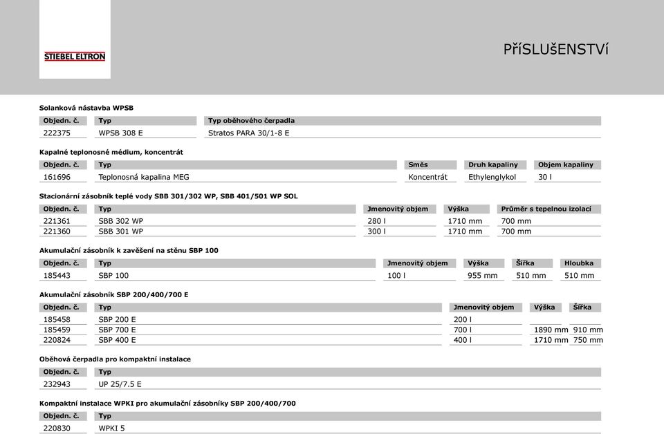 221360 SBB 301 WP 300 l 1710 mm 700 mm Akumulační zásobník k zavěšení na stěnu SBP 100 Hloubka 185443 SBP 100 100 l 955 mm 510 mm 510 mm 185458 SBP 200 E 200 l 185459 SBP 700 E 700 l