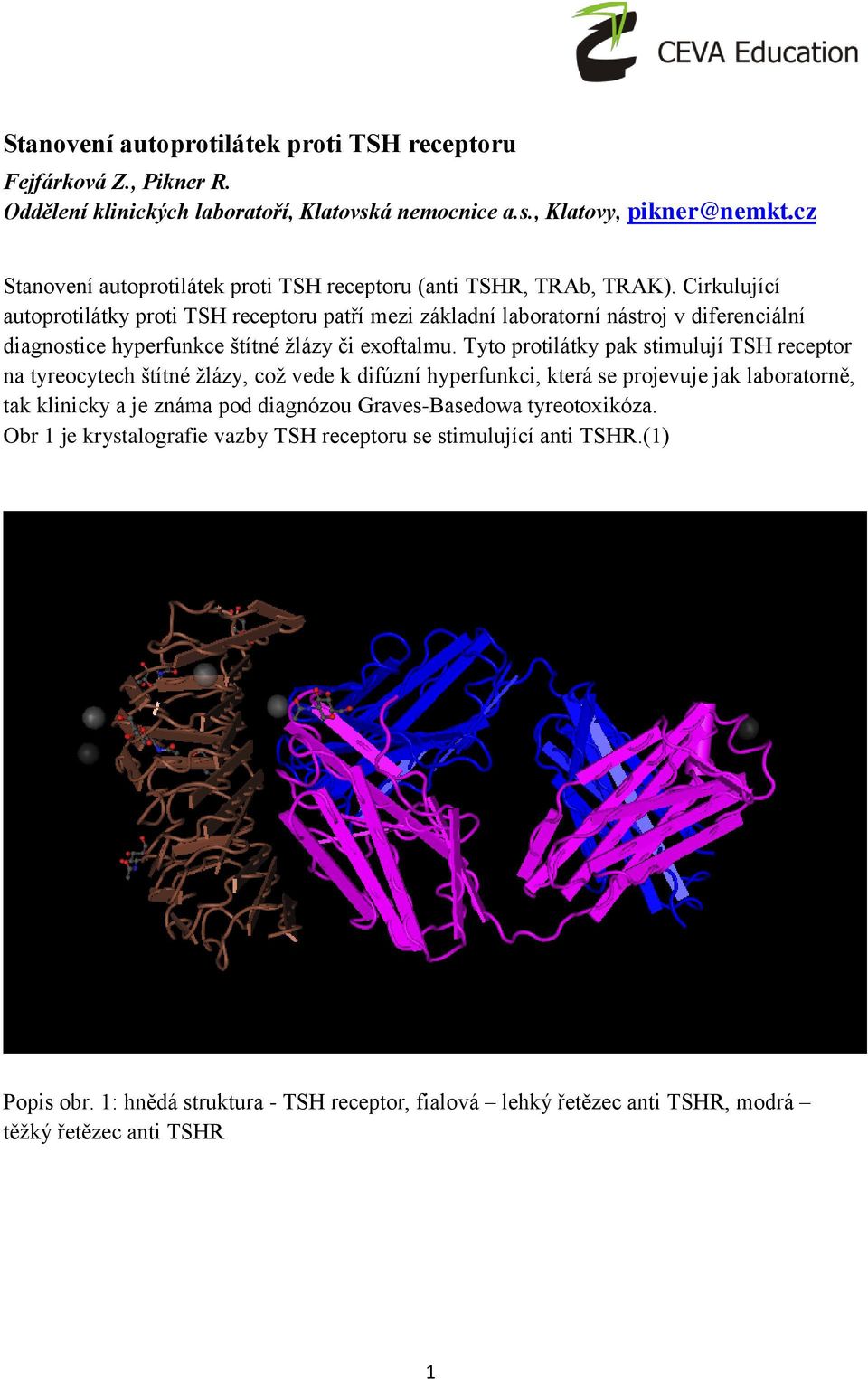 Cirkulující autoprotilátky proti TSH receptoru patří mezi základní laboratorní nástroj v diferenciální diagnostice hyperfunkce štítné žlázy či exoftalmu.