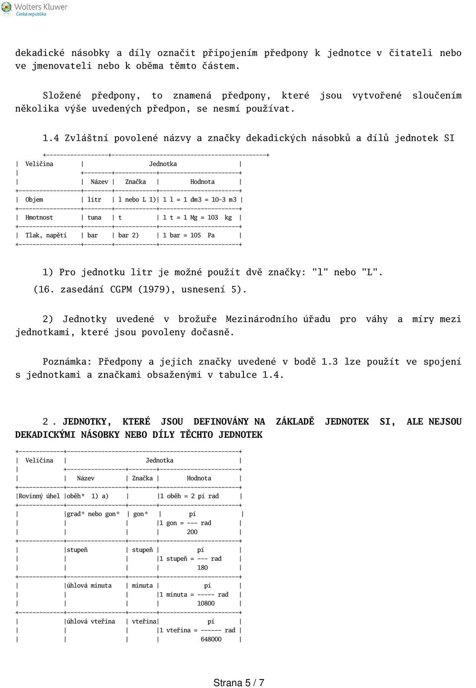 4 Zvlátní povolené názvy a značky dekadických násobků a dílů jednotek SI +------------------+---------------------------------------------+ +--------+------------+-----------------------+ Název